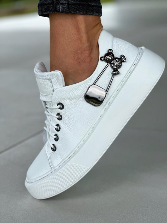 Białe trampki damskie skórzane