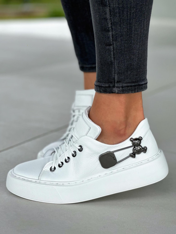 Białe trampki damskie skórzane