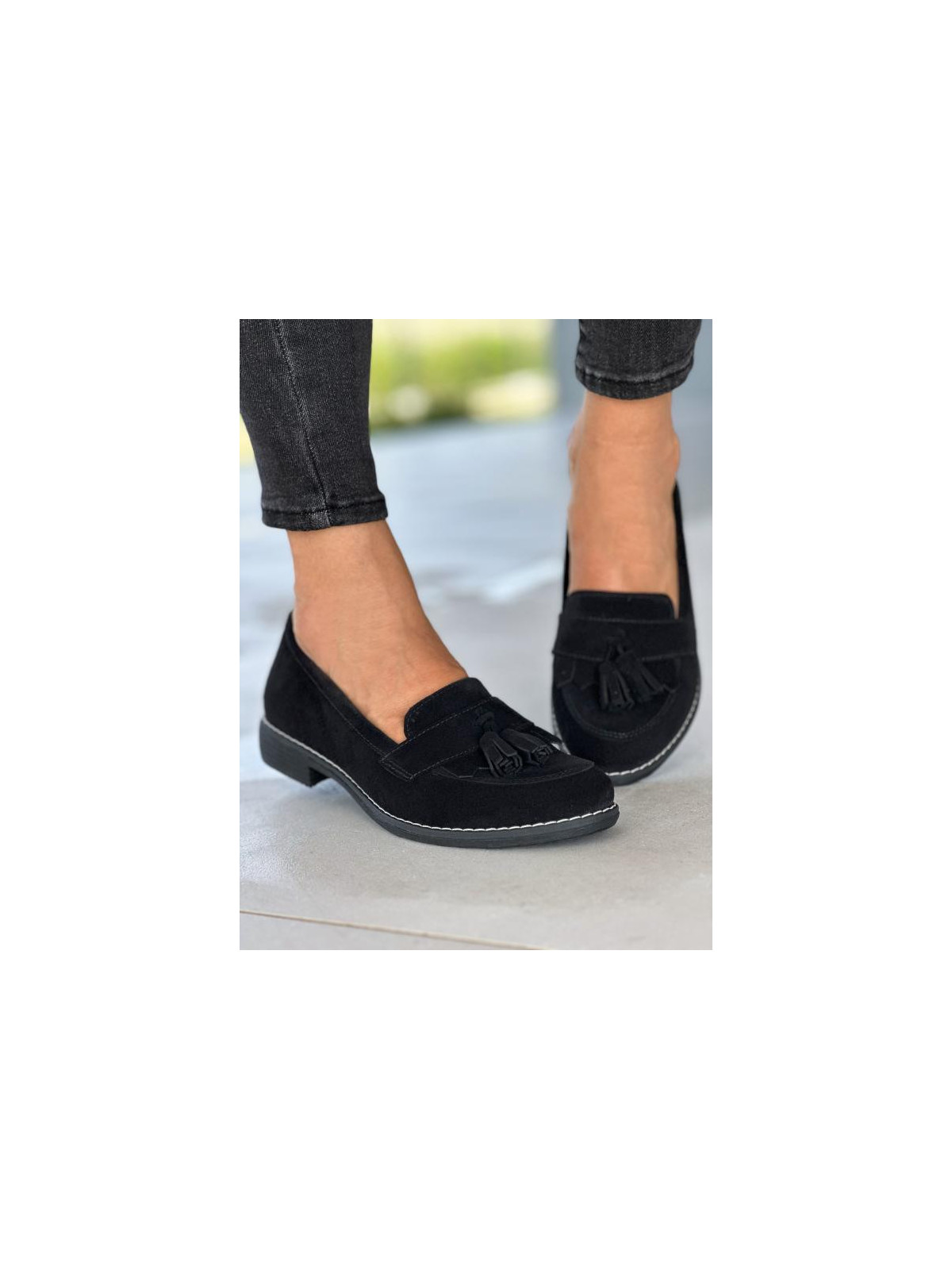 Czarne mokasyny damskie skórzane
