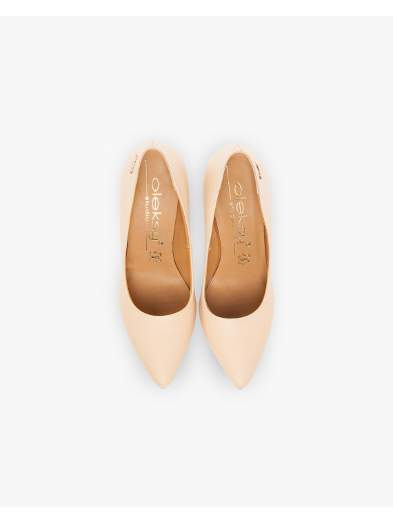 Czółenka beżowe damskie skórzane