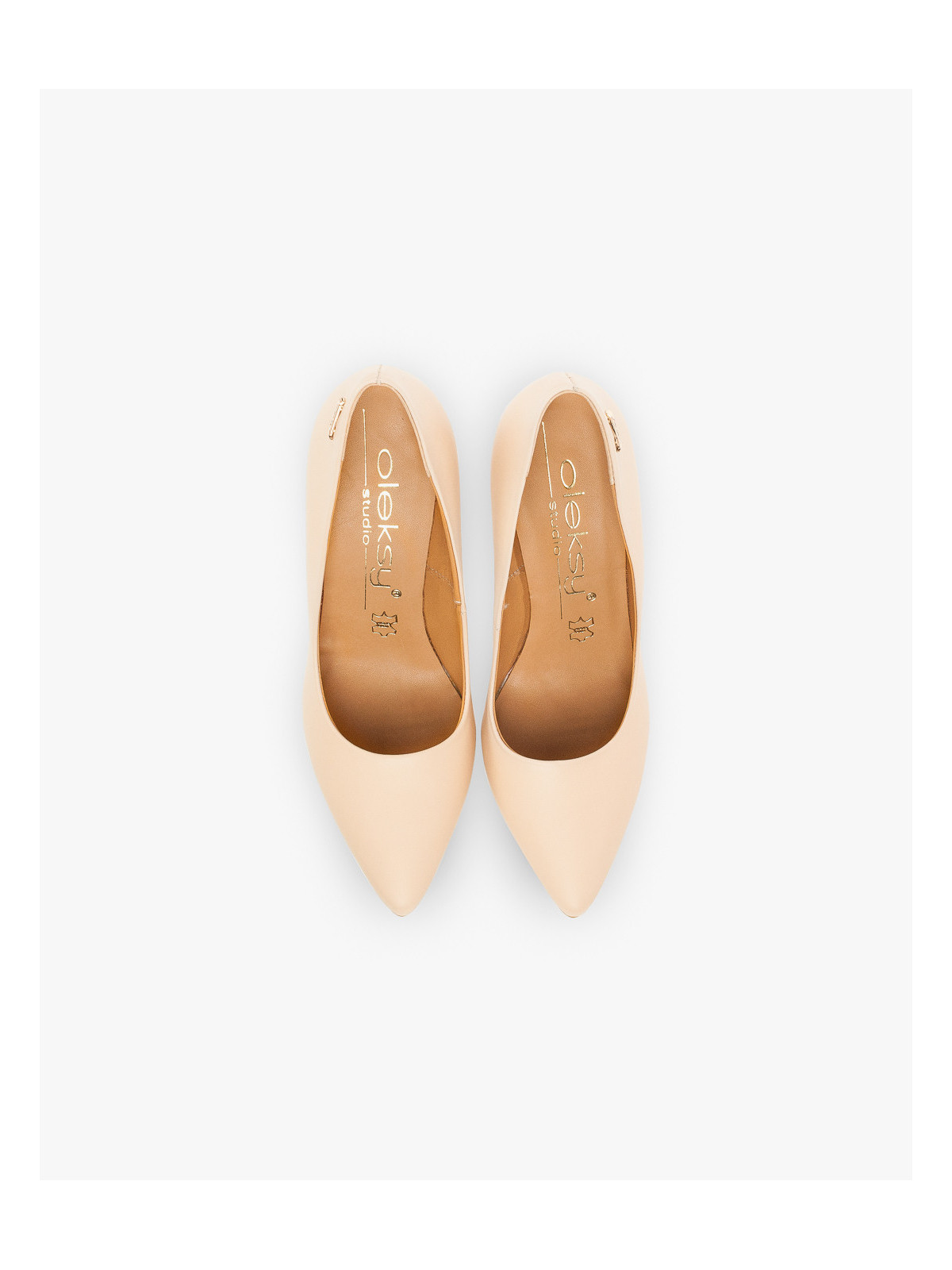 Czółenka beżowe damskie skórzane