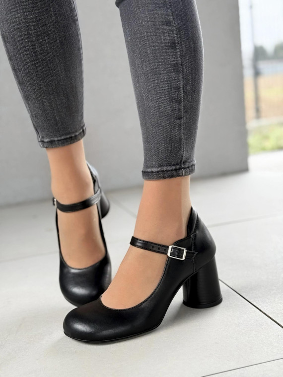 Czarne półbuty damskie skórzane OLEKSY polskiej produkcji