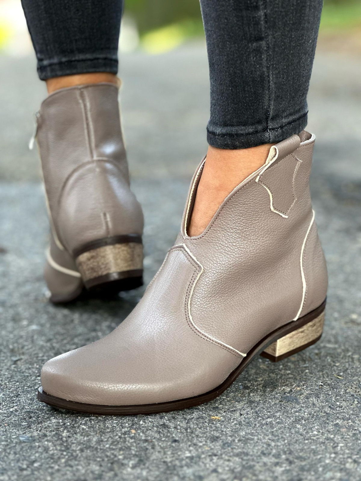 Cappucino botki damskie skórzane