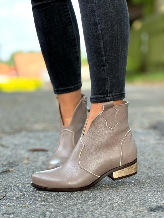 Cappucino botki damskie skórzane