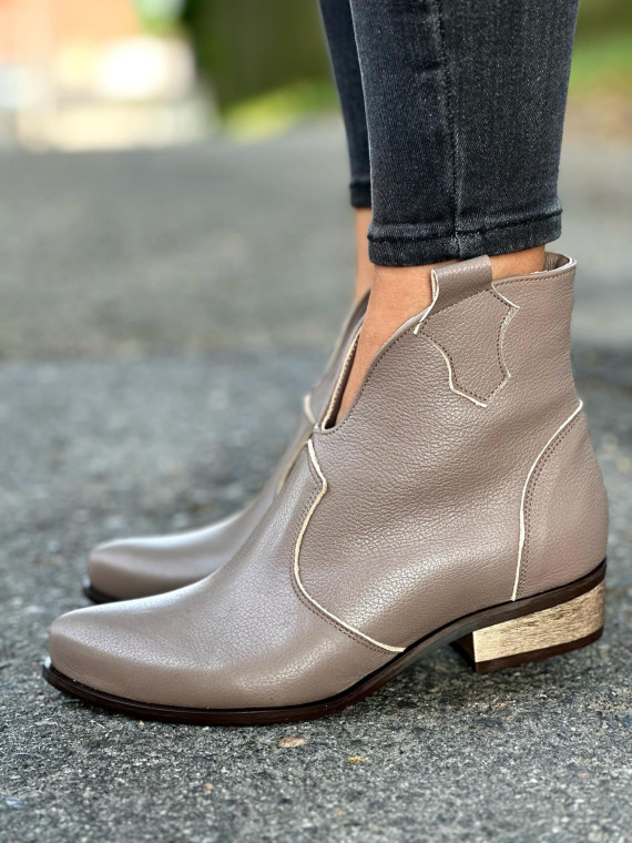 Cappucino botki damskie skórzane