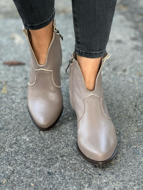 Cappucino botki damskie skórzane