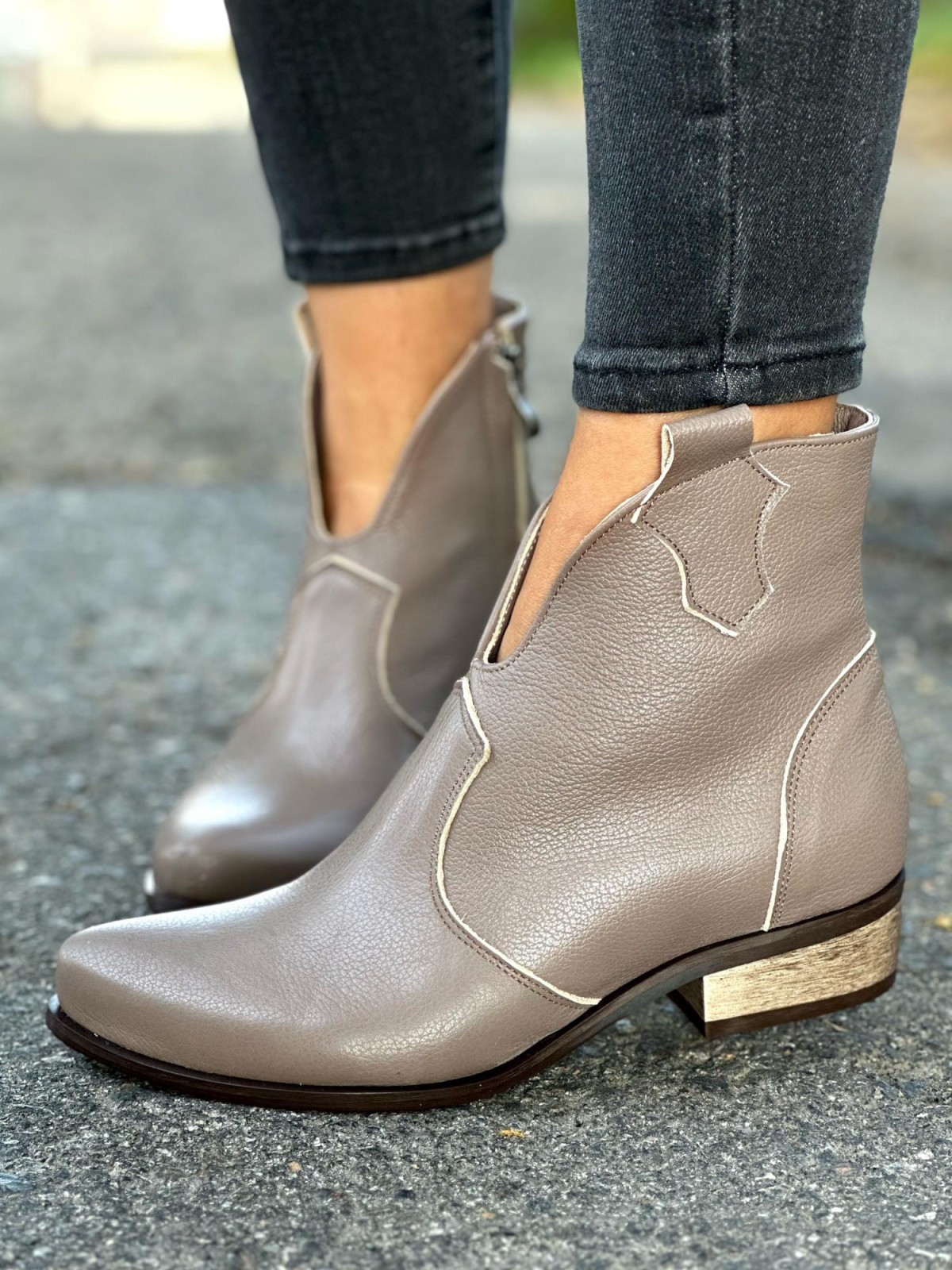 Cappucino botki damskie skórzane