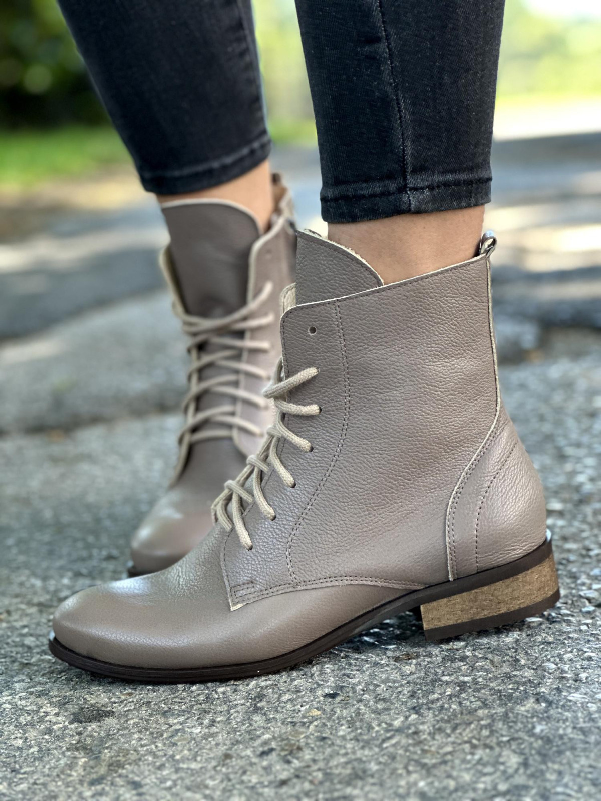 Cappucino botki damskie skórzane