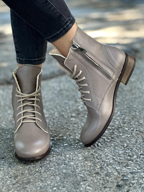 Cappucino botki damskie skórzane