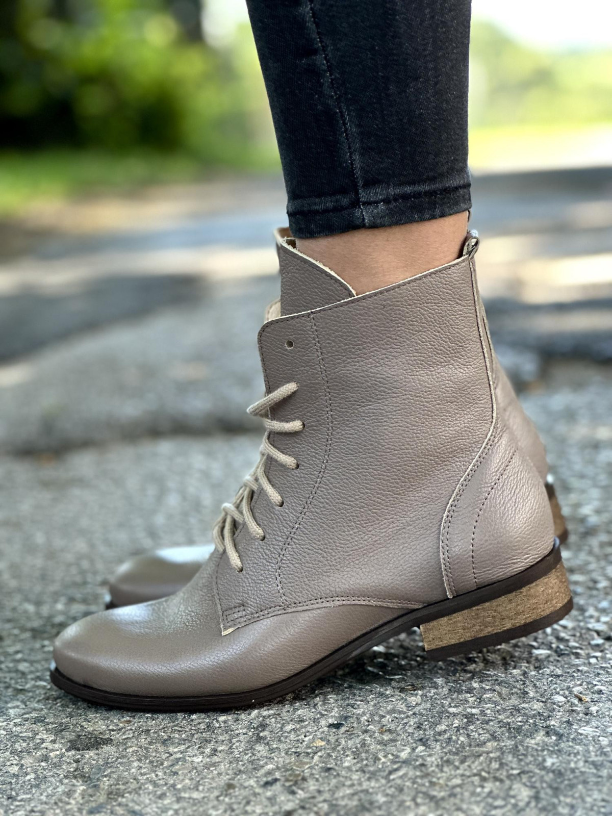 Cappucino botki damskie skórzane