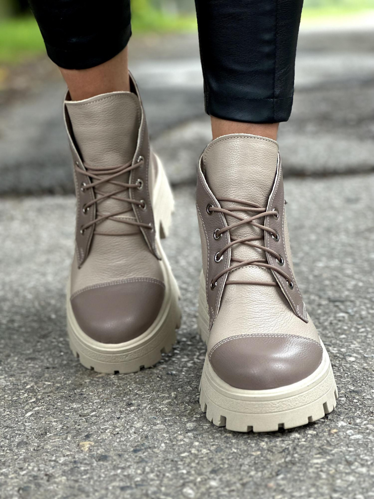 Cappucino trapery damskie skórzane