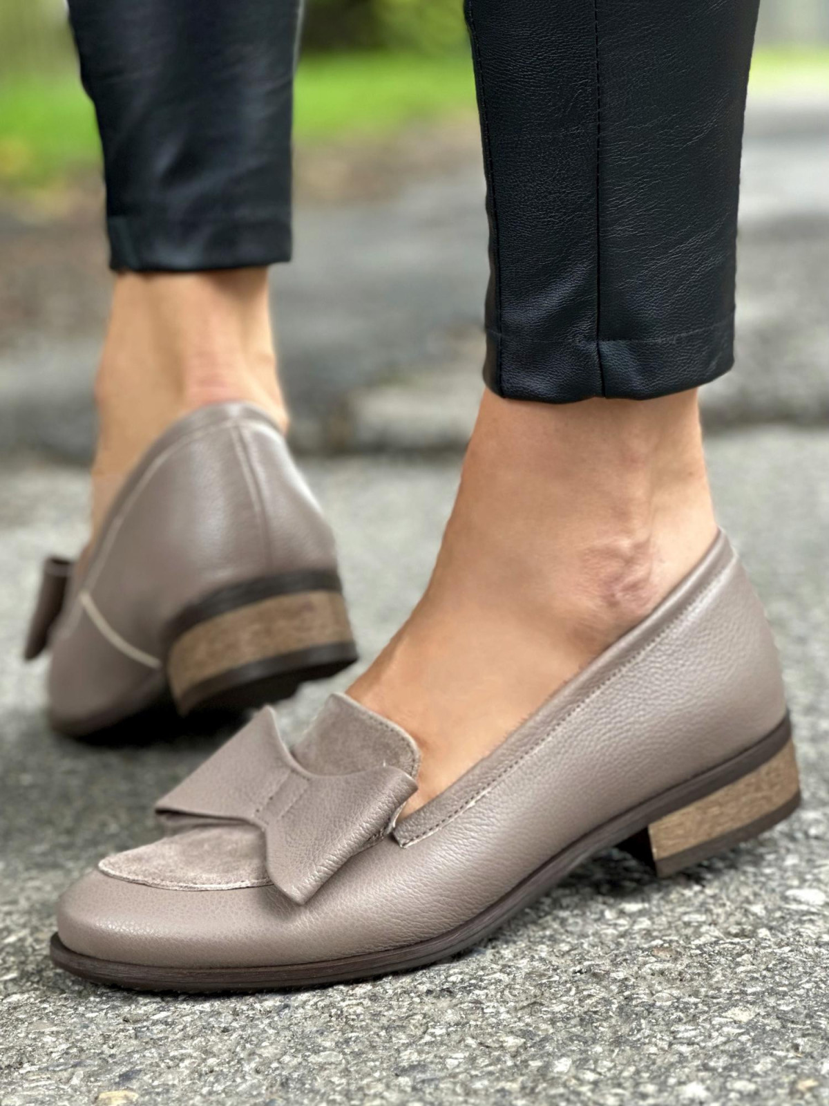 Cappucino mokasyny damskie skórzane