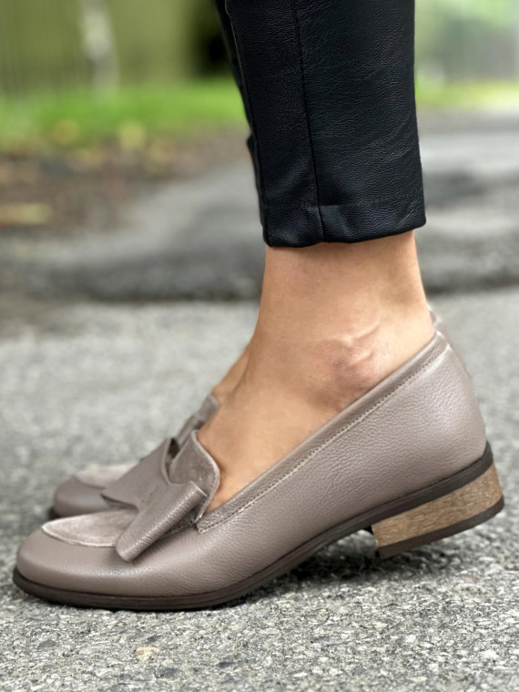 Cappucino mokasyny damskie skórzane