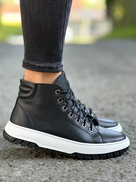 Czarne trampki damskie skórzane