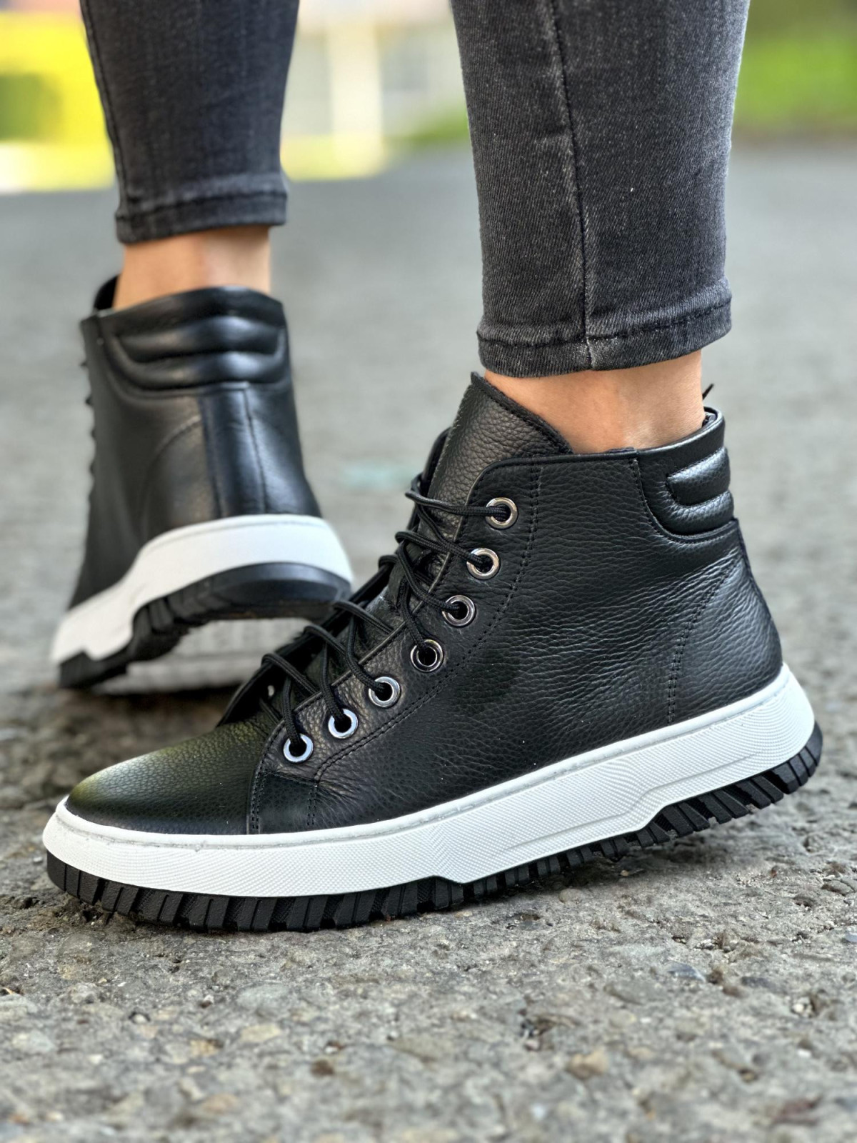 Czarne trampki damskie skórzane