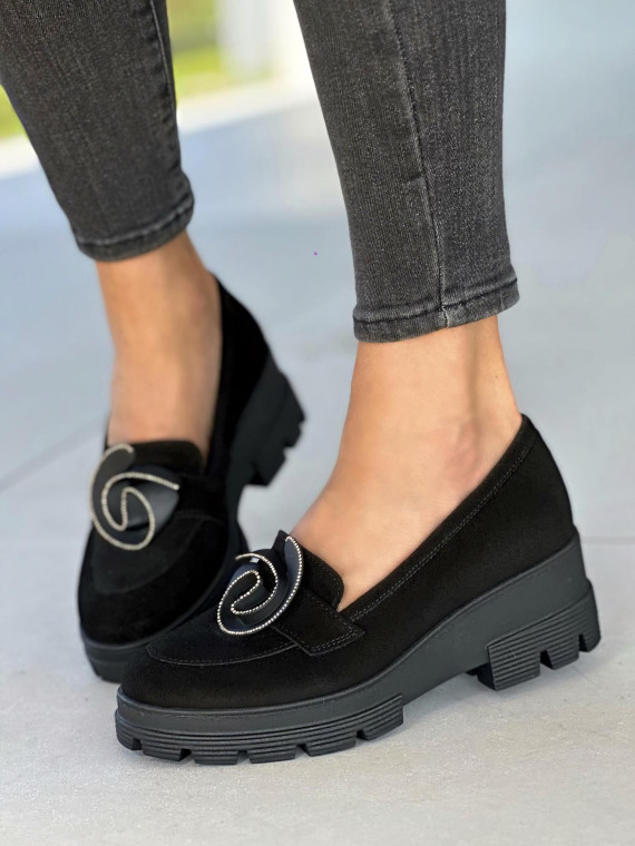 Czarne mokasyny damskie skórzane