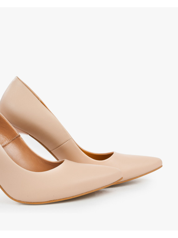 Czółenka beżowe damskie skórzane