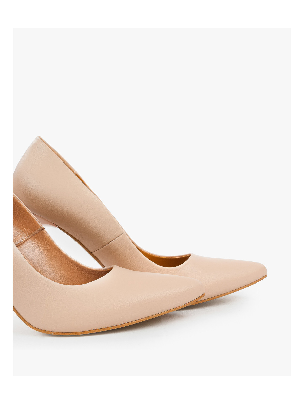 Czółenka beżowe damskie skórzane