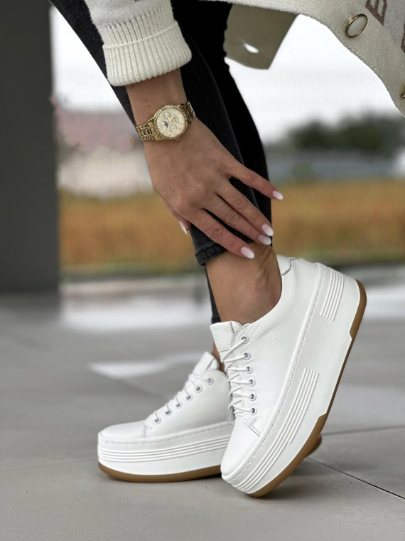 Białe trampki damskie skórzane