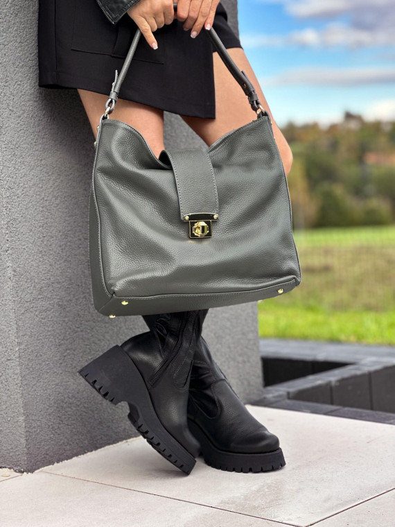 Szara torebka damska skórzana