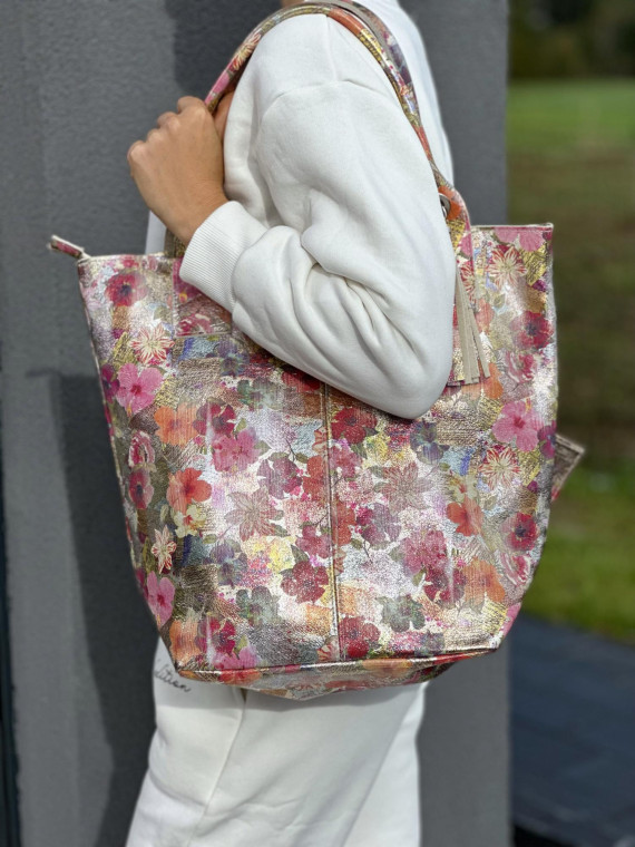 Wielokolorowa torebka damska skórzana