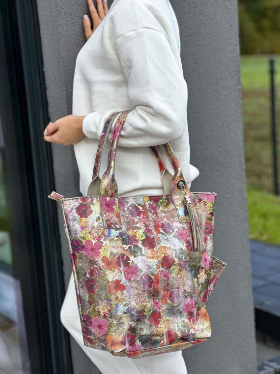 Wielokolorowa torebka damska skórzana