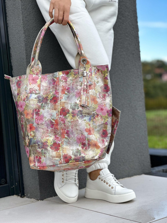 Wielokolorowa torebka damska skórzana