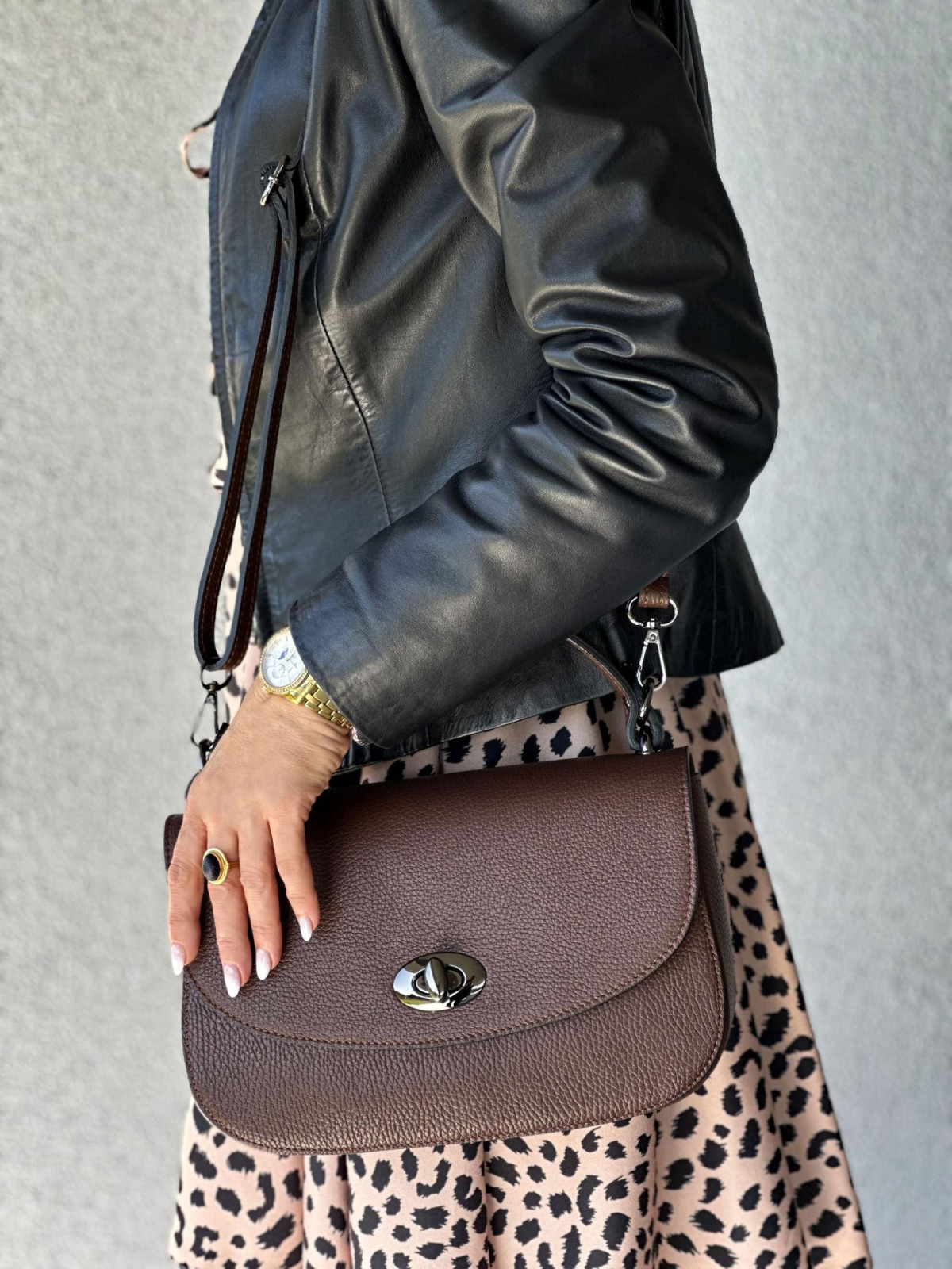 Brązowa torebka damska skórzana