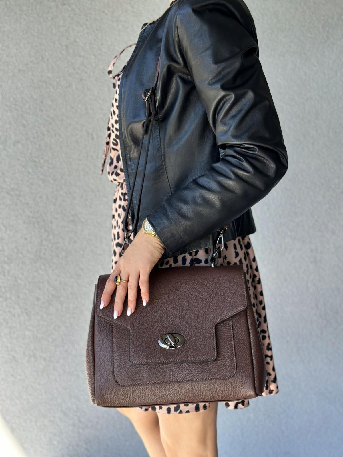 Brązowa torebka damska skórzana