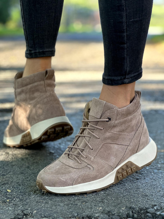 Brązowe trampki damskie skórzane