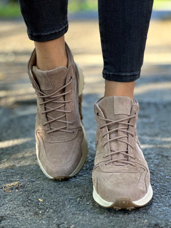 Brązowe trampki damskie skórzane