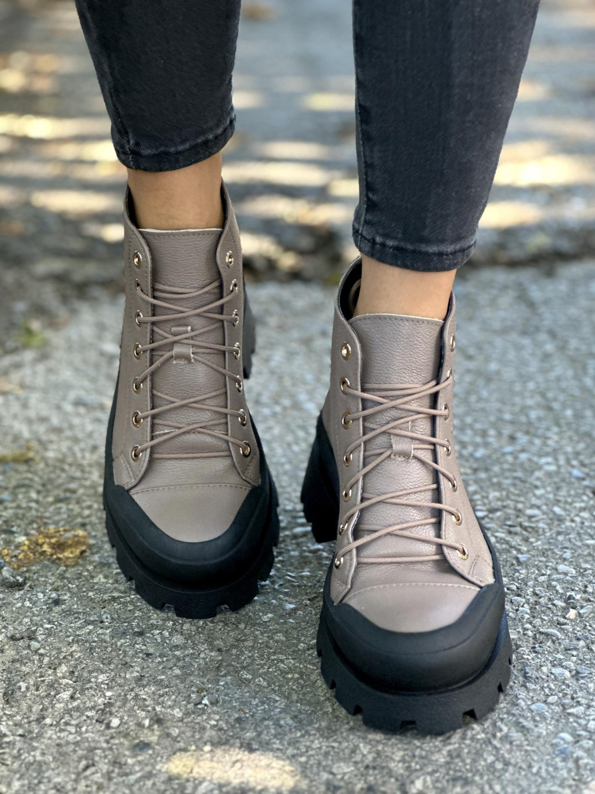 Cappucino trapery damskie skórzane