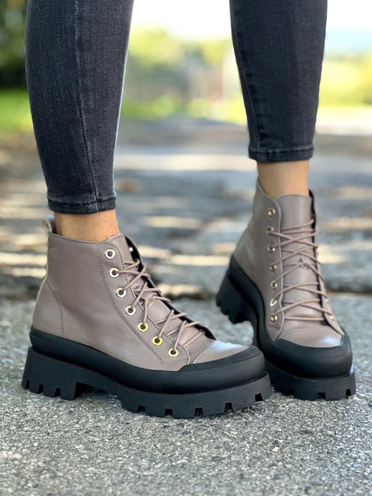 Cappucino trapery damskie skórzane