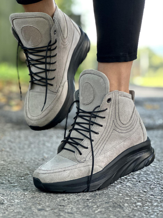 Szare trampki damskie skórzane