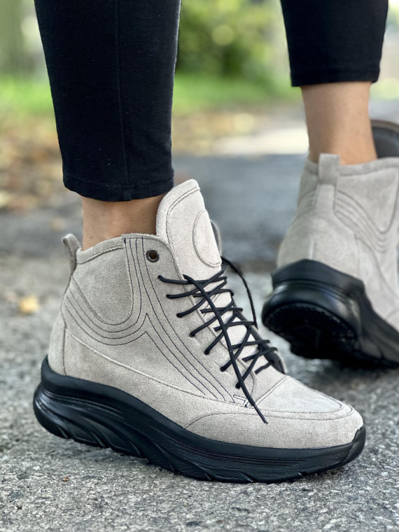 Szare trampki damskie skórzane