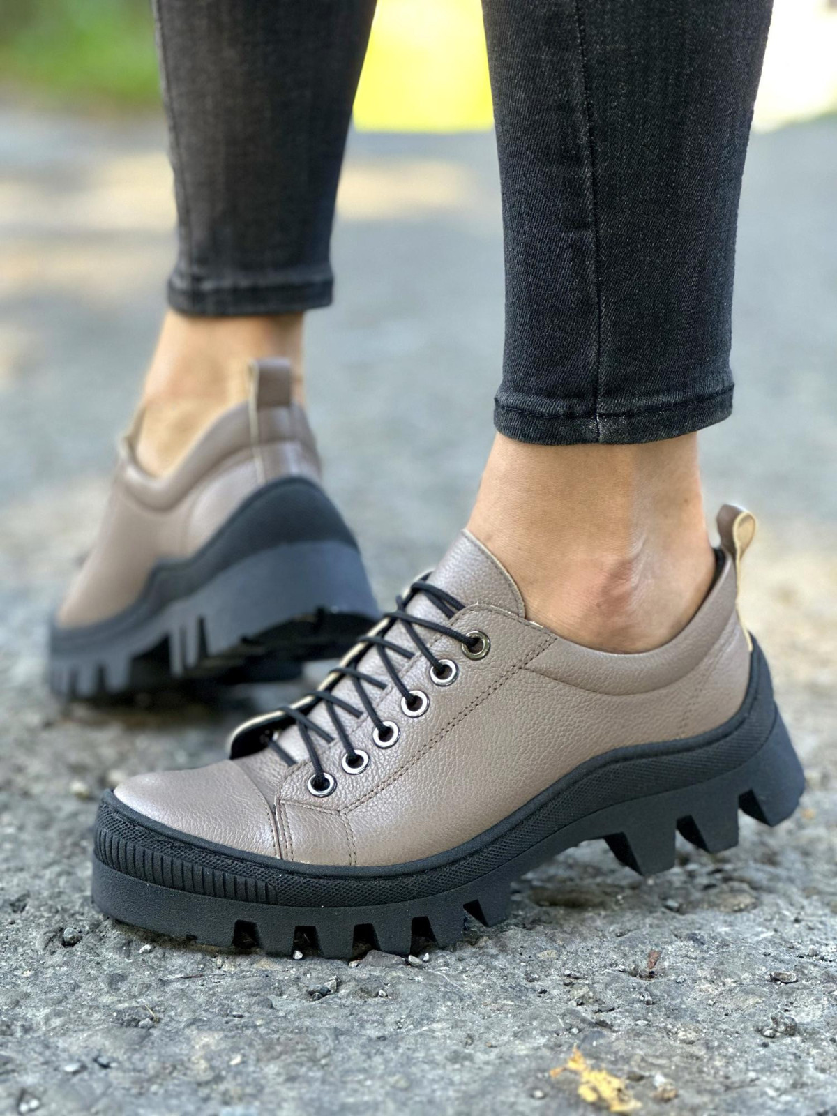 Cappucino trapery damskie skórzane