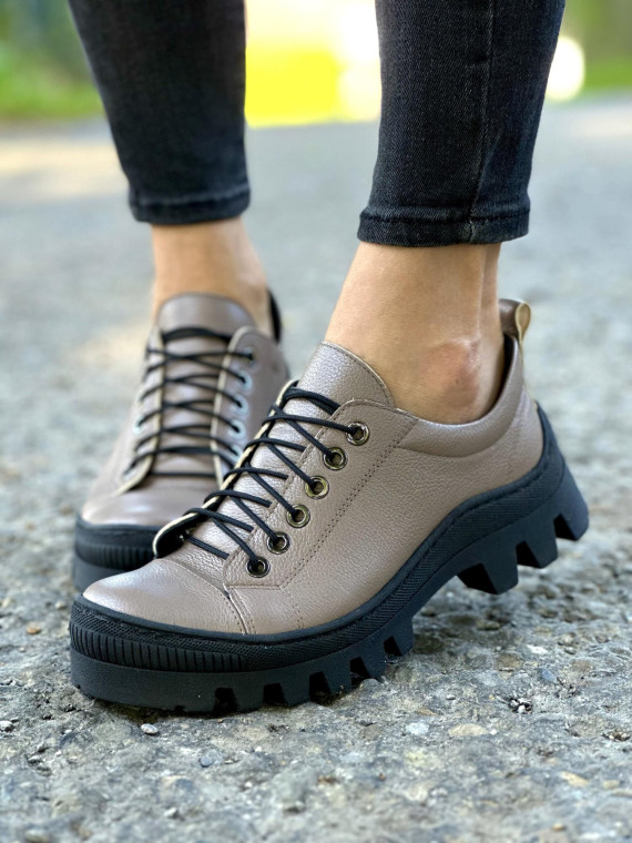 Cappucino trapery damskie skórzane