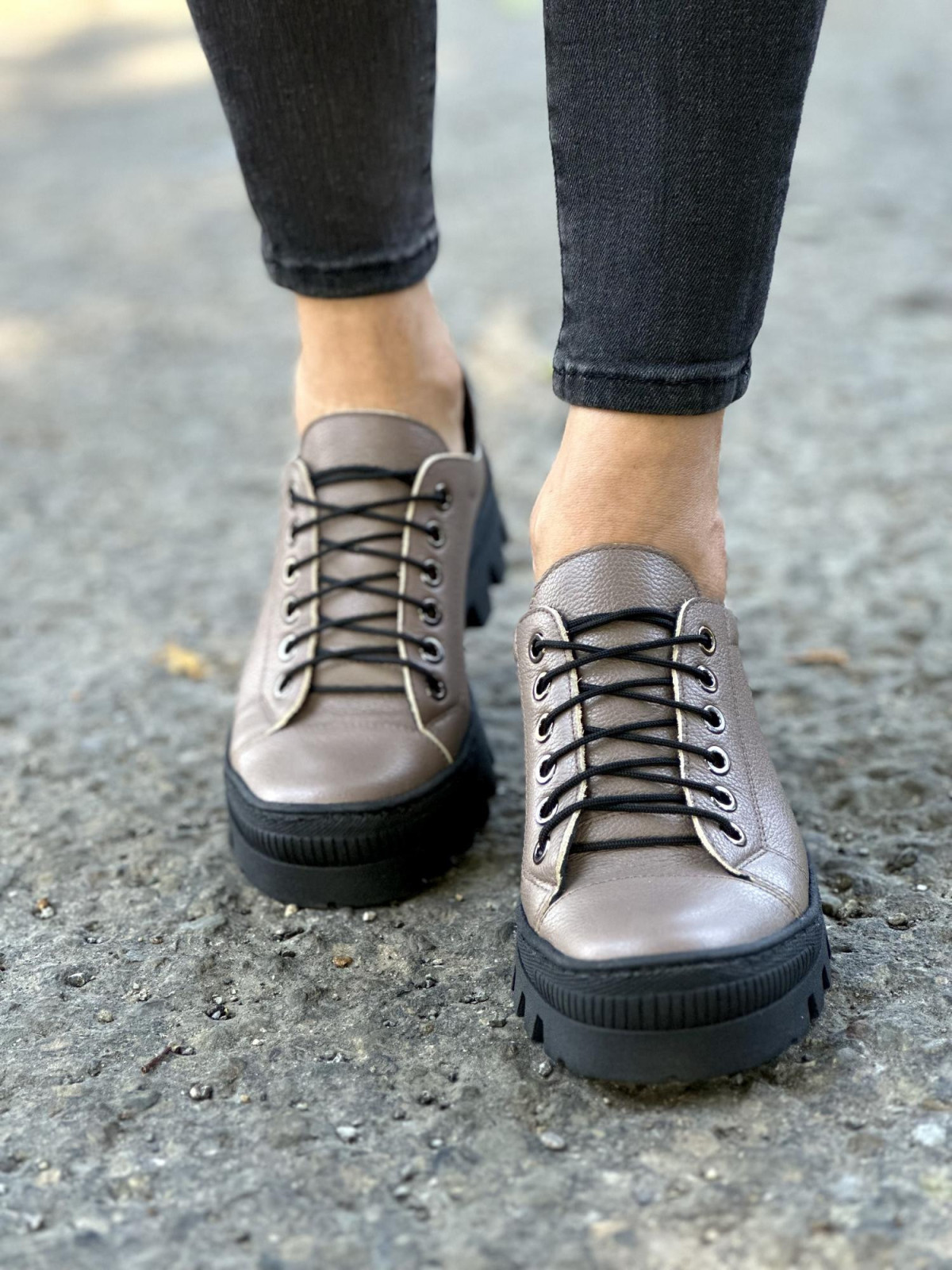 Cappucino trapery damskie skórzane