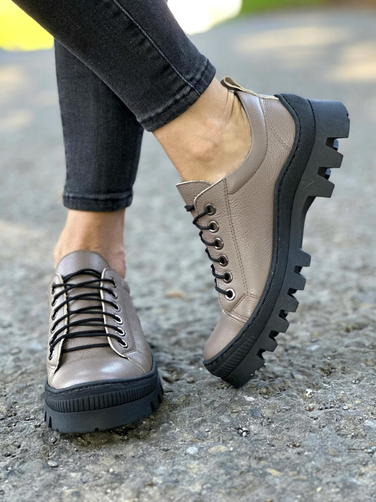 Cappucino trapery damskie skórzane