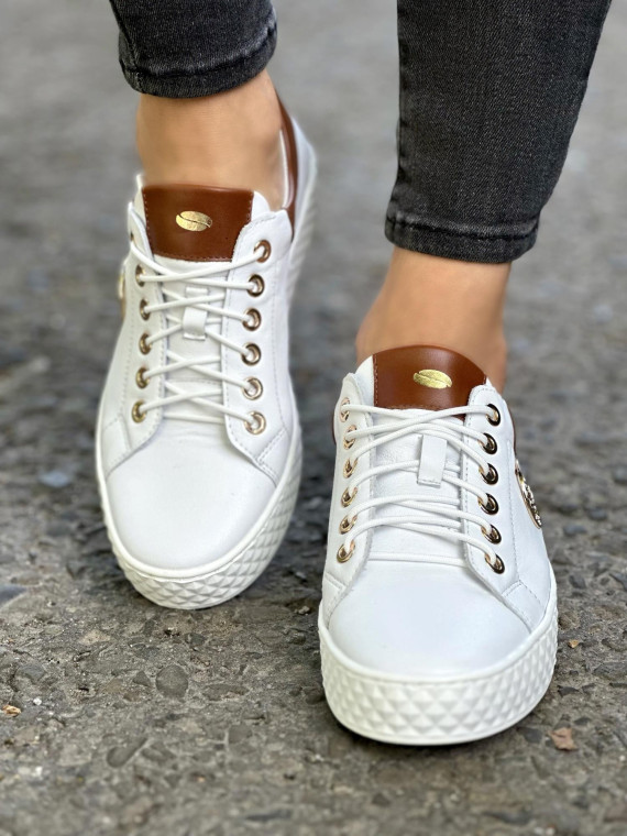 Białe trampki damskie skórzane