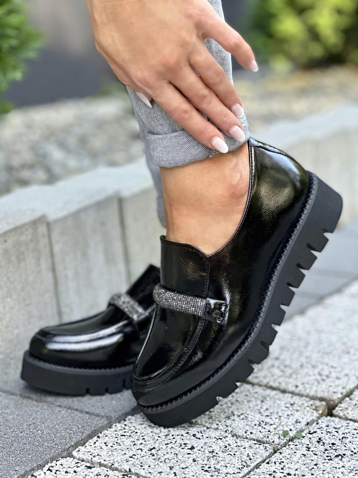 Czarne mokasyny damskie skórzane