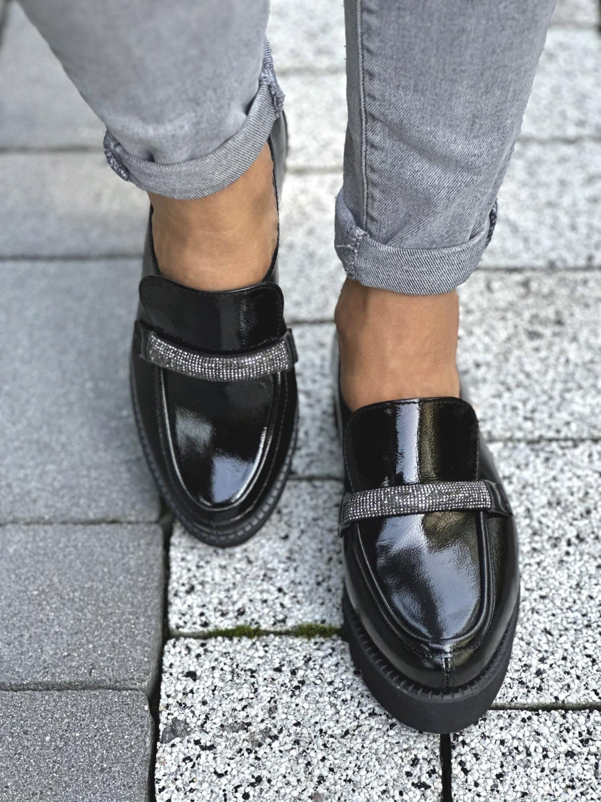 Czarne mokasyny damskie skórzane