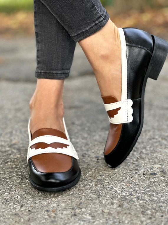 Czarne mokasyny damskie skórzane