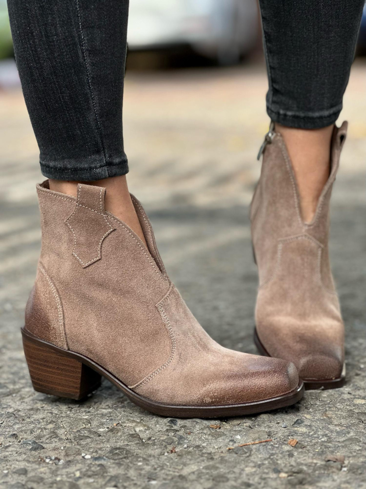 Brązowe botki damskie skórzane