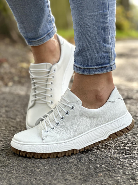 Białe trampki damskie skórzane