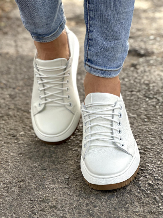 Białe trampki damskie skórzane