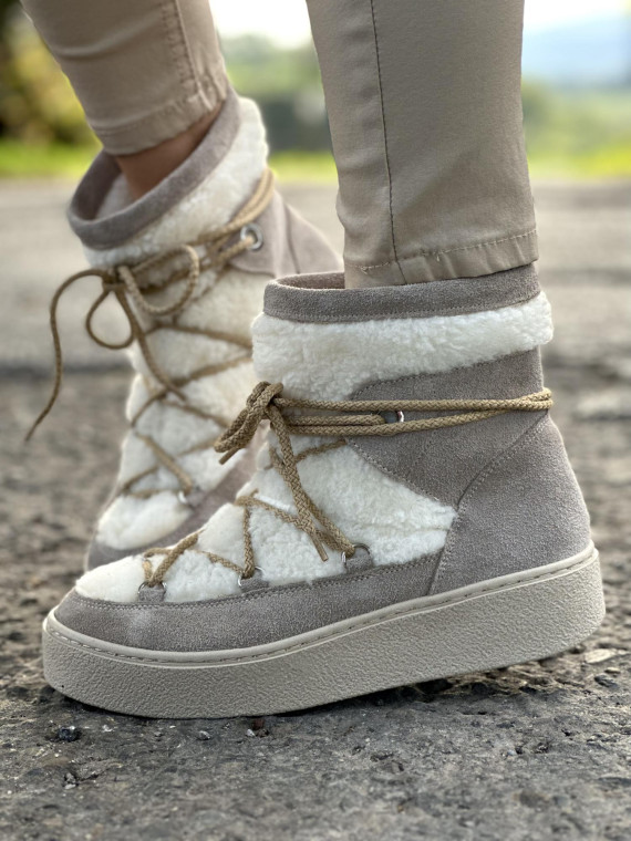 Szare śniegowce damskie skórzane