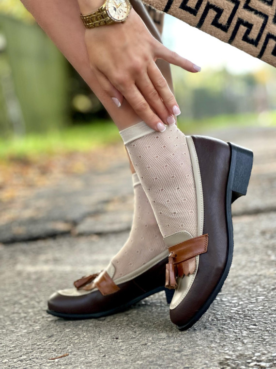 Wielokolorowe mokasyny damskie skórzane