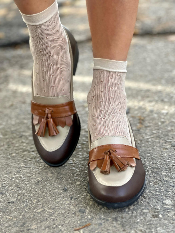 Wielokolorowe mokasyny damskie skórzane