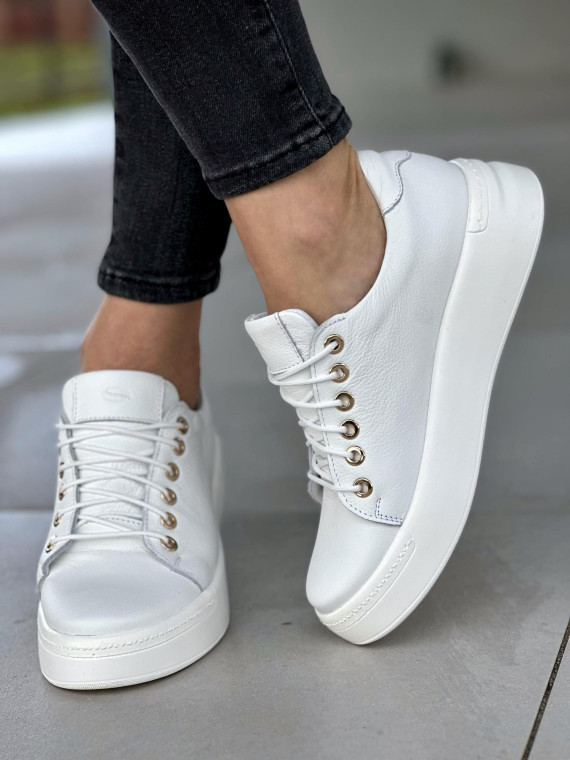 Białe trampki damskie skórzane